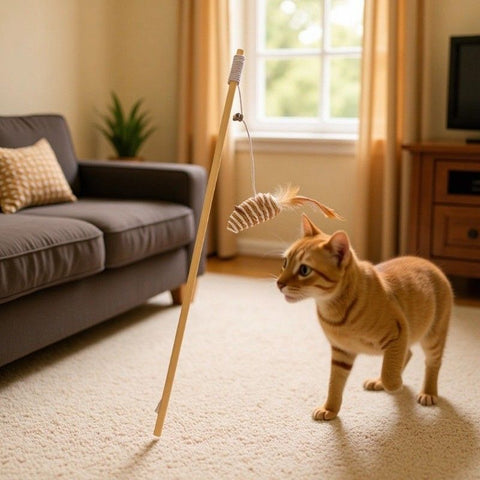 Wooden Pole Cat Tease Stick Dr Pet Sisal Mouse Fun Cat Stick