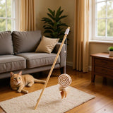 Wooden Pole Cat Tease Stick Dr Pet Sisal disc cat tease stick