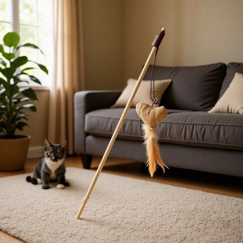 Wooden Pole Cat Tease Stick Dr Pet Sackcloth Love Fun Cat Stick In Australia - Darrahopens