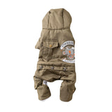 Qi Pet Dog Clothes Thickened Four Legged Warm locomotive hand army green XS