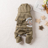 Qi Pet Dog Clothes Thickened Four Legged Warm locomotive hand army green In Australia - Darrahopens