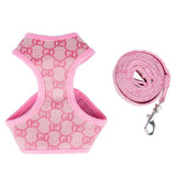 Happy Dog Harness Vest Adjustable Leash Set Polyester Pink GD XS:0.06kg