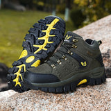 QIFENG Men Women Hiking Shoes High Top Breathable Dark green 47