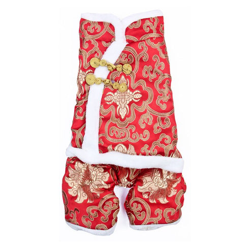 Pet Tang Suit Clothes for Small Dogs and Cats Xiangyun Tang Suit Red M