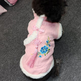 Pet Tang Suit Clothes for Small Dogs and Cats Xiangyun Tang Suit Red M
