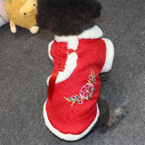 Pet Tang Suit Clothes for Small Dogs and Cats Xiangyun Tang Suit Red M