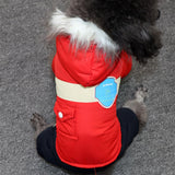 Dog Winter Coat Hooded Thickened Small Breed conjoined jacket blue M