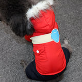 Dog Winter Coat Hooded Thickened Small Breed conjoined jacket blue L