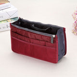 Craftsman Double Zipper Makeup Bag Oxford Cloth Burgundy