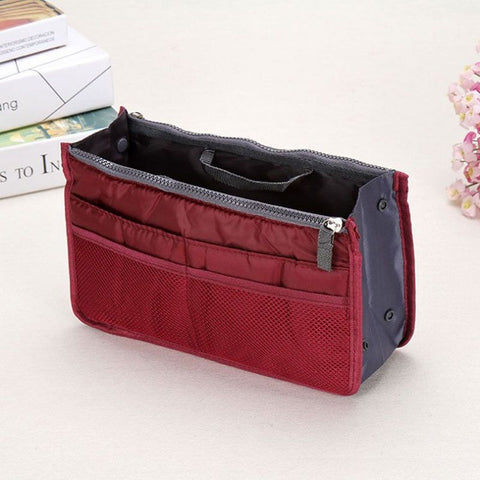 Craftsman Double Zipper Makeup Bag Oxford Cloth Burgundy