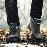 QIFENG Winter High-top Snow Boots Cotton Warm Leather gray cotton shoes 47 In Australia - Darrahopens