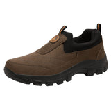 Men Slip On Hiking Shoes Waterproof Low Top Brown 40