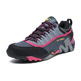 Lefectic Hiking Shoes Genuine Leather Waterproof. Dark Blue Rose Red 39