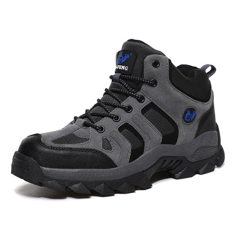 QIFENG Mens High Top Hiking Shoes Anti Slip Rubber Sole Grey 44 In Australia - Darrahopens