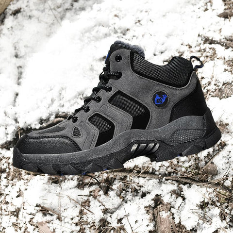 QIFENG Mens High Top Hiking Shoes Anti Slip Rubber Sole Gray Cotton 43 In Australia - Darrahopens