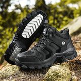QIFENG Mens High Top Hiking Shoes Anti Slip Rubber Sole Black cotton 42 In Australia - Darrahopens