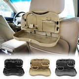 Car Rear Seat Foldable Dining Table with Cup Holder Beige