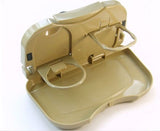 Car Rear Seat Foldable Dining Table with Cup Holder Beige