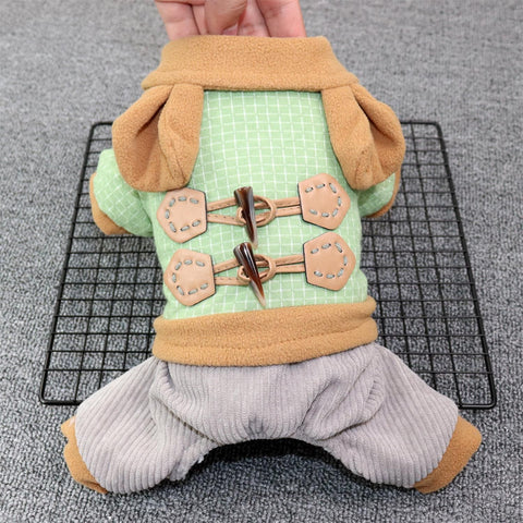 Pet Dog Clothes Odd Pet Four Legged Casual Corner Button Four Leg Green XS In Australia - Darrahopens