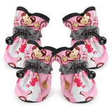 Dog Shoes Waterproof Non-slip Polyester Set 4 Pretty Pet Pink Monkey shoes 1