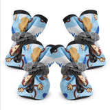 Dog Shoes Waterproof Non-slip Polyester Set 4 Pretty Pet Blue Monkey shoes 1