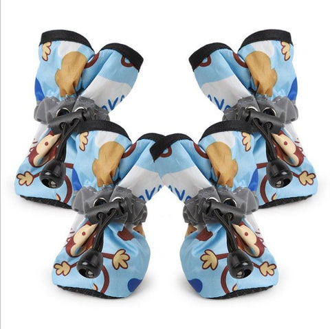 Dog Shoes Waterproof Non-slip Polyester Set 4 Pretty Pet Blue Monkey shoes 6 In Australia - Darrahopens