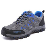 Qifeng Men Women Outdoor Breathable Hiking Shoes gray blue 44