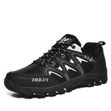 Qifeng Men Women Outdoor Breathable Hiking Shoes gray blue 44