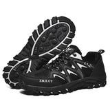 Qifeng Men Women Outdoor Breathable Hiking Shoes gray blue 44