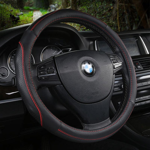 Li Xiao Car Steering Wheel Cover 38cm Cowhide Black Red In Australia - Darrahopens
