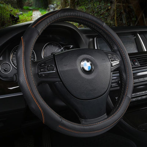 Li Xiao Car Steering Wheel Cover 38cm Cowhide Black Red Black Cafe In Australia - Darrahopens