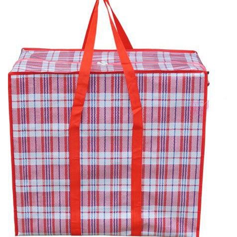 Woven Storage Bag PP Multipurpose Moving Clothes Red Large