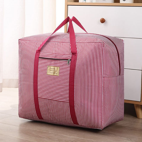 Oxford Cloth Travel Storage Bag Waterproof Fold. Wine red stripes Medium 42X32X17cm In Australia - Darrahopens