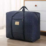Oxford Cloth Travel Storage Bag Waterproof Fold. Deep Blue Wave point Medium 42X32X17cm