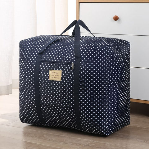 Oxford Cloth Travel Storage Bag Waterproof Fold. Deep Blue Wave point Medium 42X32X17cm