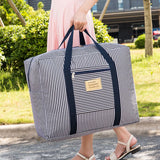 Oxford Cloth Travel Storage Bag Waterproof Fold. Gray geometry Medium 42X32X17cm