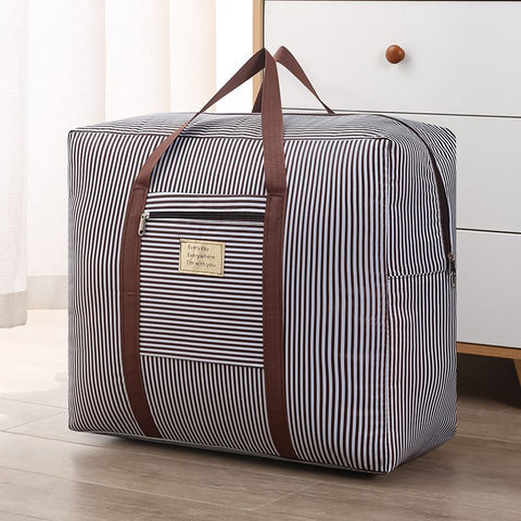 Oxford Cloth Travel Storage Bag Waterproof Fold. Coffee Stripe Medium 42X32X17cm In Australia - Darrahopens