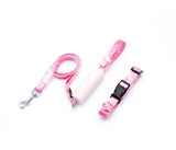 A family of Youchong Nylon Dog Leash and Collar Set Pink suit-M size Elastic rope [traction rope + collar]]