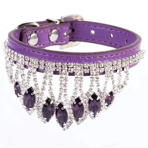Dog Collar Mountain and water PU Princess Style purple S# 1.3cm wide * 30cm total length, neck circumference 22cm-27cm In Australia - Darrahopens