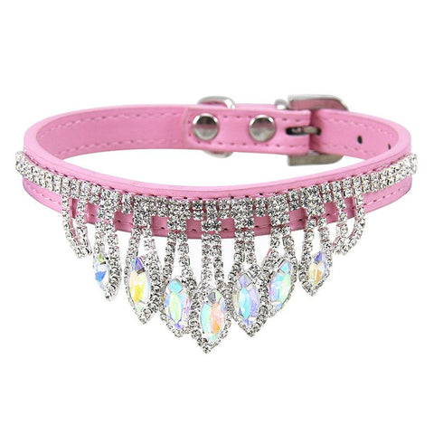 Dog Collar Mountain and water PU Princess Style Powder M# 1.3cm wide * 35cm total length, neck circumference 26cm-32cm In Australia - Darrahopens
