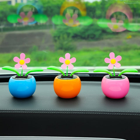 Tang Yi Solar Car Decoration Sunflower Sunflower [Blue + Orange + pink]] In Australia - Darrahopens