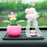 Tang Yi Solar Car Decoration Sunflower Pink sunflower + spring pink and white balloon + small diamond pad In Australia - Darrahopens