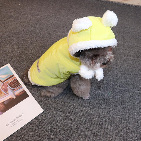 Pet Clothing Two Legged Clothes Odd Pet Thickened Warm cream suit yellow XXL In Australia - Darrahopens