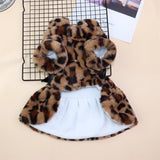 Qi Pet Dog Clothes Leopard Print Two Legged Cloth Leopard Print Dress XL