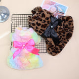 Qi Pet Dog Clothes Leopard Print Two Legged Cloth Colored Skirt