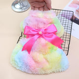 Qi Pet Dog Clothes Leopard Print Two Legged Cloth Colored Skirt