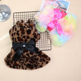 Qi Pet Dog Clothes Leopard Print Two Legged Cloth Colored Skirt