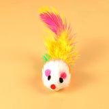 Cat Toy Plush Mouse Colorful Feathers Pet Beibei Color feather mouse (4.5*2.5 Total Length 10cm)