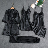 Women Five Piece Sleepwear Set Polyester V Neck Burgundy XXL In Australia - Darrahopens