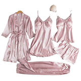 Women Five Piece Sleepwear Set Polyester V Neck Grey XXXL In Australia - Darrahopens